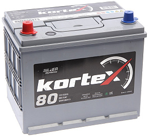 Аккумуляторная батарея KORTEX SILVER Dynamic ASIA 6СТ 80 прям.260х170х225 D26 Турция