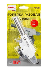 Горелка газовая на цанговый баллон (t-1300гр., L-180мм), в блистере WMC TOOLS