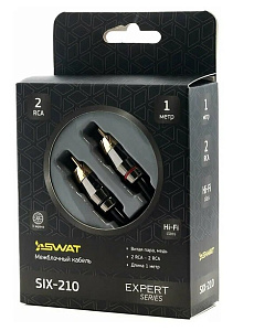 Кабель межблочный SWAT SIX-210 2RCA-2RCA, 1.0 метров, витая пара, 3 экрана, медь