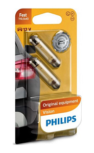 Лампа 12V C10W (SV8.5) 43мм бл-2шт PHILIPS