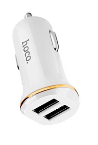 Устройство зарядное авт. Hoco Z1 2USB 2.1A white