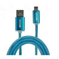 Кабель зарядки светящ. USB-micro USB Blue WIIIX 1м