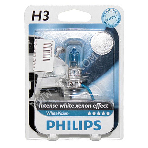 Лампа 12V H3 (55) PK22s WHITE VISION 4300K 12V Philips