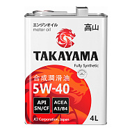Масло моторное TAKAYAMA 5W40 API SN/CF A3/B4 (метал.) синт. 4л