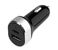 Зарядное устройство в прикуриватель REXANT АЗУ USB-A+USB-C, 3.1 A черная