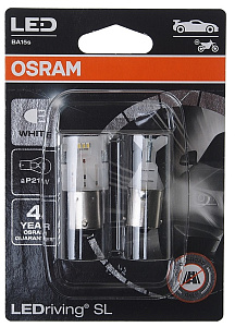 Лампа 12V P21W (BA15s) LED бл-2шт OSRAM