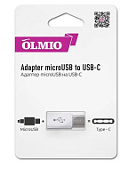 Адаптер переходник microUSB to USB type-C, белый OLMIO