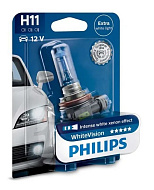 Лампа 12V H11 (55) PGJ19-2+30% WhiteVision 3600K (блистер) PHILIPS