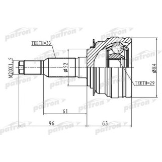 ШРУС наружный 33x52x29 CHEVROLET LACETTI/OPTRA (J200) 03-08 фото