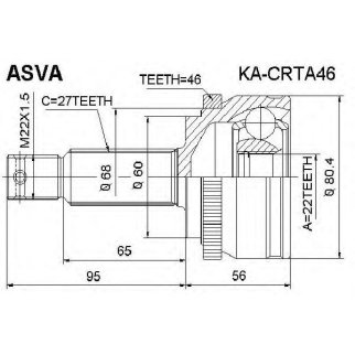 ШРУС наружный ASVA KACR-TA46 фото