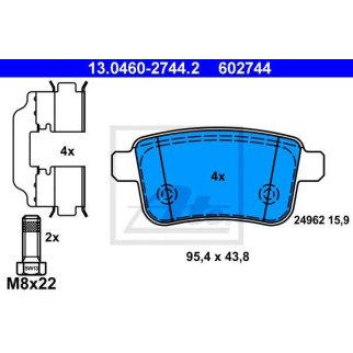 Колодки тормозные к-кт ATE 13.0460-2744.2 фото