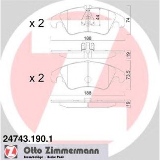 Колодки тормозные передние к-кт Zimmermann 24743.190.1 фото