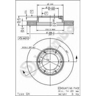 Диск тормозной brembo 09.6844.10 фото