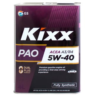 Масло моторное KIXX PAO 5W40 A3/B4 синт. 4л фото