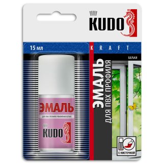 Эмаль KUDO для ПВХ профиля белая с кисточкой 15мл фото