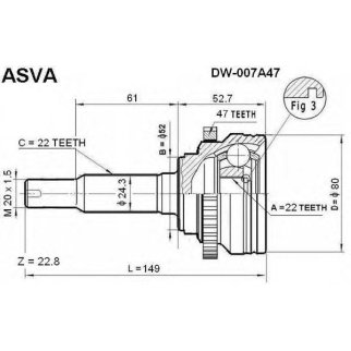 ШРУС наружный ASVA DW00-7A47 фото