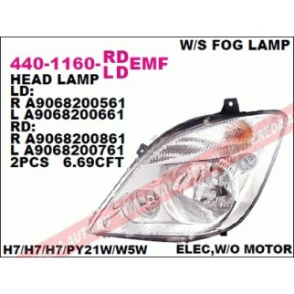 Фара передн лев с ЭК с противотум. MB: SPRINTER 05- фото