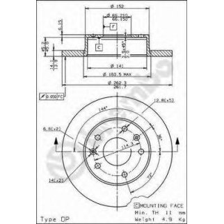Диск тормозной brembo 08.7814.11 фото