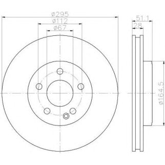 Диск тормозной передний вентилируемый Hella 8DD 355 119-591 фото