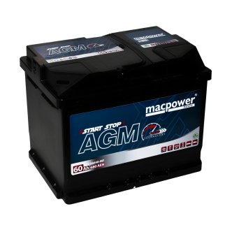 Аккумуляторная батарея MACPOWER AGM 6СТ 60 обр. 242х175х190 Турция фото