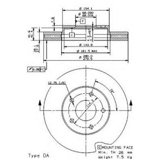 Диск тормозной brembo 09.9368.11 фото