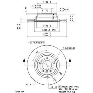 Диск тормозной brembo 09.A259.11 фото