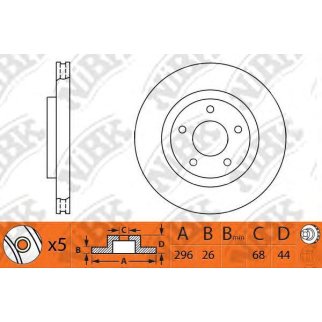 Диск тормозной передний вентилируемый NiBK RN1303 фото
