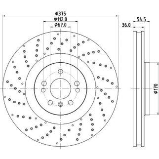 Диск торм. для а/м Mercedes GLE (W166) (15-)/M (W166) (11-) перед. d=375 (перф./окраш.) (DF 190420) фото 3