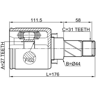 Шрус внутренний левый 27X44X31 фото 2
