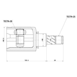 ШРУС для а/м Nissan Qashqai (06-) 1.6i CVT 2WD (внутр. перед.) (GO 1443) фото 3