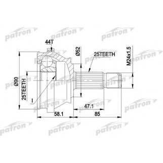 ШРУС наружн к-кт 25x52x25 ABS:44T LANCIA: DEDRA 1.6/1.8 93-, ALFA ROMEO: 164 2.0 T-SPARK 92-98 фото