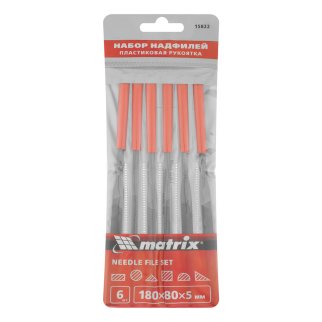 Набор надфилей 180х5мм 6шт. пластиковые рукоятки MATRIX фото 10
