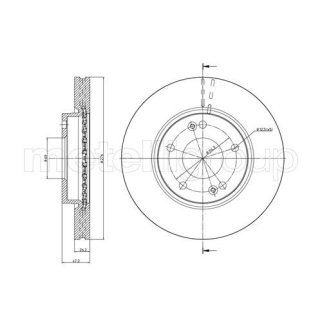 Диск тормозной передний вентилируемый metelli 23-0843C фото