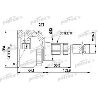 ШРУС наруж.к-кт 33x52x24 ABS29T OPEL CORSA C 1.7CDTI 00-, MERIVA 1.7CDTI 03- фото