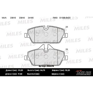 Колодки тормозные передние к-кт MILES E100275 фото