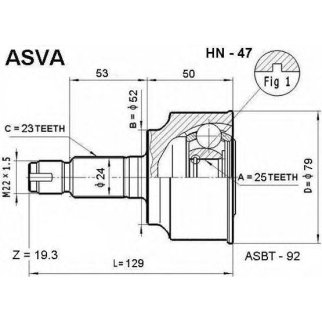 ШРУС наружный ASVA HN-4-7 фото
