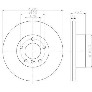 Диск тормозной передний вентилируемый Hella 8DD 355 111-921 фото
