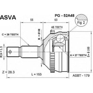 ШРУС наружный ASVA PG52-A48 фото