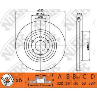 Диск тормозной передний NiBK RN1416 фото