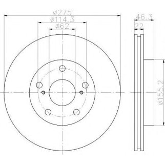 Диск тормозной передний вентилируемый Hella 8DD 355 118-961 фото