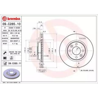 Диск тормозной передний вентилируемый Brembo 09.C285.11 фото