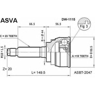 ШРУС НАРУЖНЫЙ 19x44x23 фото