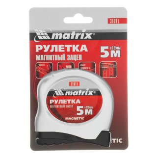 Рулетка 5м х 19мм, магнитный зацеп MATRIX фото 7 Рулетка 5м х 19мм, магнитный зацеп MATRIX фото 7