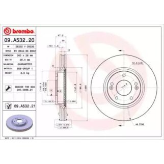 Диск тормозной brembo 09.A532.20 фото