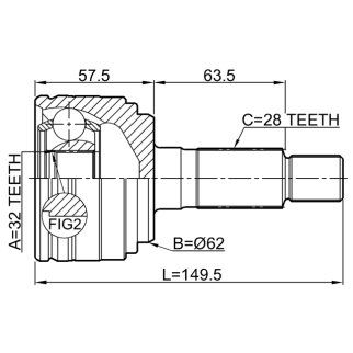 ШРУС наружный 32x59x28 MAZDA 6 WAGON GH 2008-2013 0510-GHMT фото 2