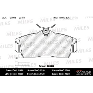 Колодки тормозные передние к-кт MILES E100016 фото