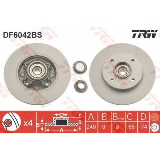 Диск тормозной задний TRW DF6042BS фото
