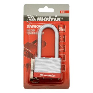 Замок навесной 50мм удлиненная дужка MATRIX фото 6