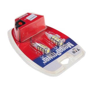 Лампа T10W (W2,1x9,5d) 25 SMD 3528+5050 WHITE блистер с тестером (2 шт) 6000K 12V MEGAPOWER фото 1
