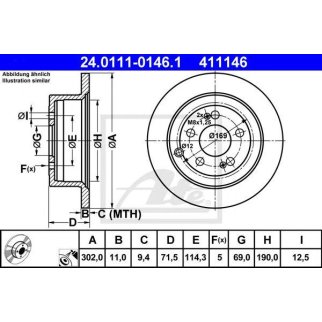 Диск тормозной задн, HYUNDAI: SANTA FE II 2.2 CRDi/2.2 CRDi 4x4/2.2 CRDi GLS/2.2 CRDi GLS 4x4/2.7/2.7 4x4/2.7 V6 GLS/2.7 V6 GLS 4x4 06- фото